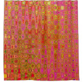 Koele Abstracte Rode en Gele Atomic Retro Zigzags Douchegordijn (Voorkant)
