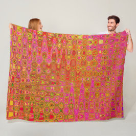 Koele Abstracte Rode en Gele Atomic Retro Zigzags Fleece Deken