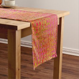 Koele Abstracte Rode en Gele Atomic Retro Zigzags Korte Tafelloper