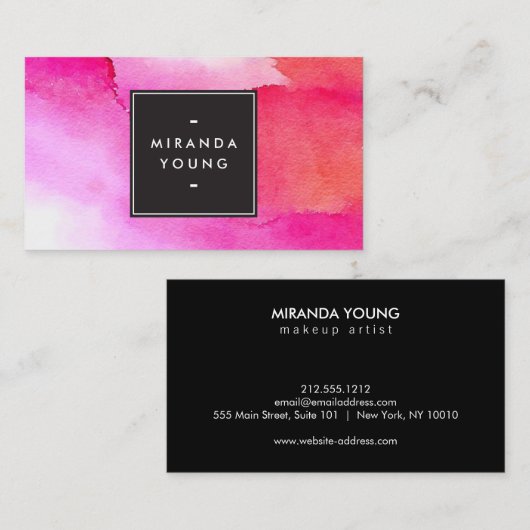 Koele Abstracte Roze/Rode Waterverven Modern Visitekaartje (Voorkant / Achterkant)
