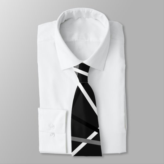 Koele Abstracte Zwart Wit Gestreepte Gitaar Initia Stropdas (Gebonden)