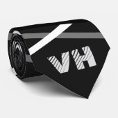 Koele Abstracte Zwart Wit Gestreepte Gitaar Initia Stropdas (Opgerold)