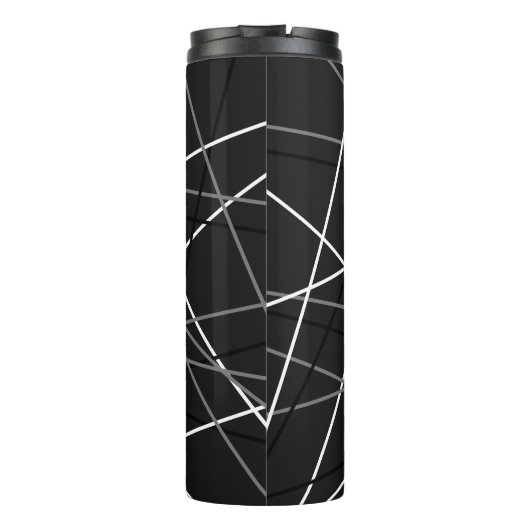 Koele Abstracte Zwart Wit Gestreepte Gitaar Initia Thermosbeker (Achterkant)