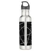 Koele Abstracte Zwart Wit Gestreepte Gitaar Initia Waterfles (Achterkant)
