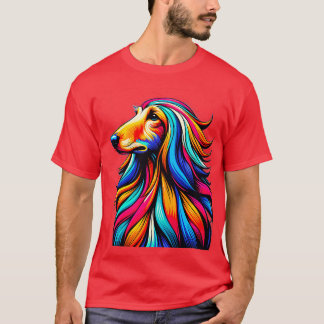 Koele Afghaanse hond Kleurrijke hond Afghaanse hon T-shirt