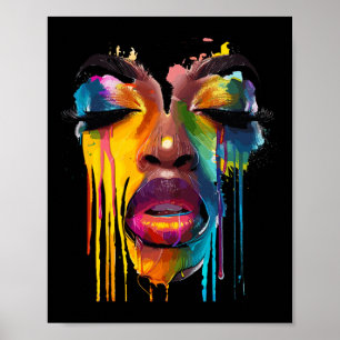 Koele Afrikaanse vrouw Afro kleur geschilderd gezi Poster