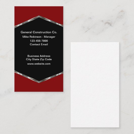 Koele algemene constructie Visitekaartjes (Voorkant / Achterkant)