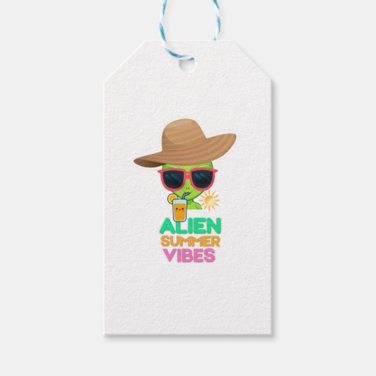 Koele Alien Zomer Vakantie Sfeer Cadeaulabel (Voorkant)