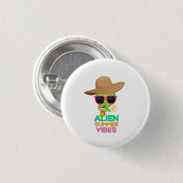 Koele Alien Zomer Vakantie Sfeer Ronde Button 3,2 Cm