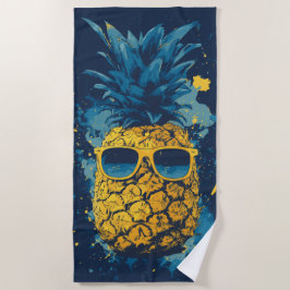 Koele Ananas met Zonnebril Pop Art Illustratie Strandlaken