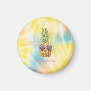Koele Ananas, Waterverf Regenboog Tie Dye Magneet