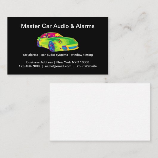 Koele auto audio en alarmen visitekaartje (Voorkant / Achterkant)