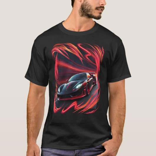 Koele auto, rood storm t-shirt (Voorkant)