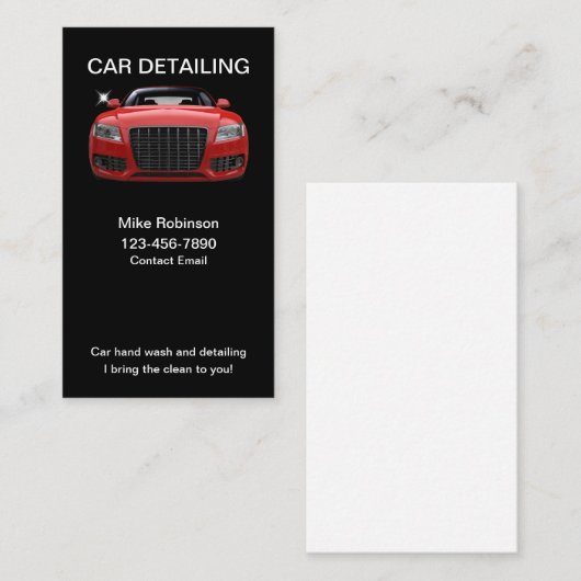Koele autodecoratie visitekaartjes (Voorkant / Achterkant)