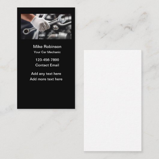 Koele Automobiel Auto Mechanische Visitekaartjes (Voorkant / Achterkant)