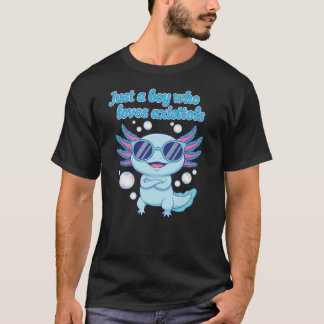 Koele Axolotl Jongen Mooie Cartoon Kunst T-shirt