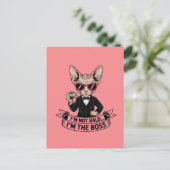 Koele Baas Sphynx Kat Coffee Art Briefkaart (Staand voorkant)
