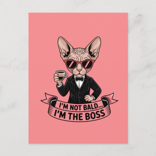 Koele Baas Sphynx Kat Coffee Art Briefkaart (Voorkant)