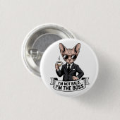 Koele Baas Sphynx Kat Coffee Art Ronde Button 3,2 Cm (Voorkant /achterkant)