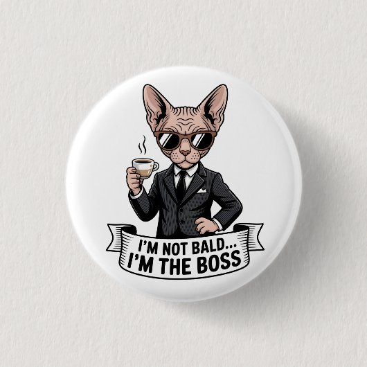Koele Baas Sphynx Kat Coffee Art Ronde Button 3,2 Cm (Voorkant)
