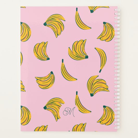 Koele bananen in roze met monogram planner (Achterkant)