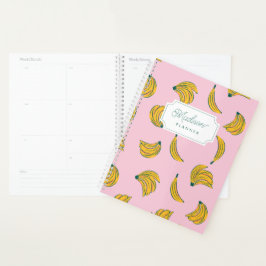 Koele bananen in roze met monogram planner