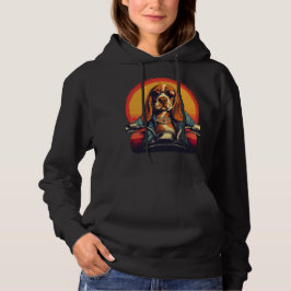Koele basset hound biker in de zonsondergang hoodie