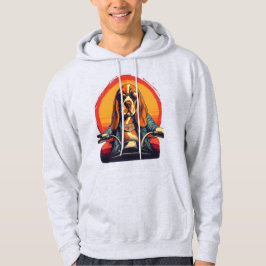 Koele basset hound biker in de zonsondergang hoodie