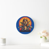 Koele basset hound biker in de zonsondergang ronde klok (Huis)