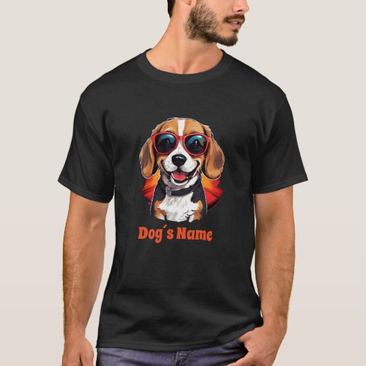 Koele Beagle met zonnebril T-shirt (Voorkant)