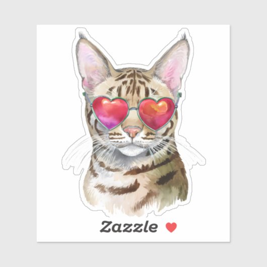 Koele Bengaalse Kat in Harttinten Sticker (Vel)