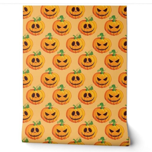 Koele betegelde Halloween pompoenen Behang (Afrollen)
