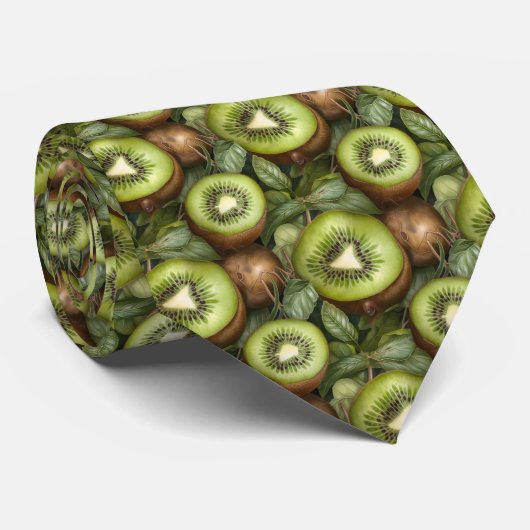 Koele betegelde kiwi patroonvruchten stropdas (Opgerold)