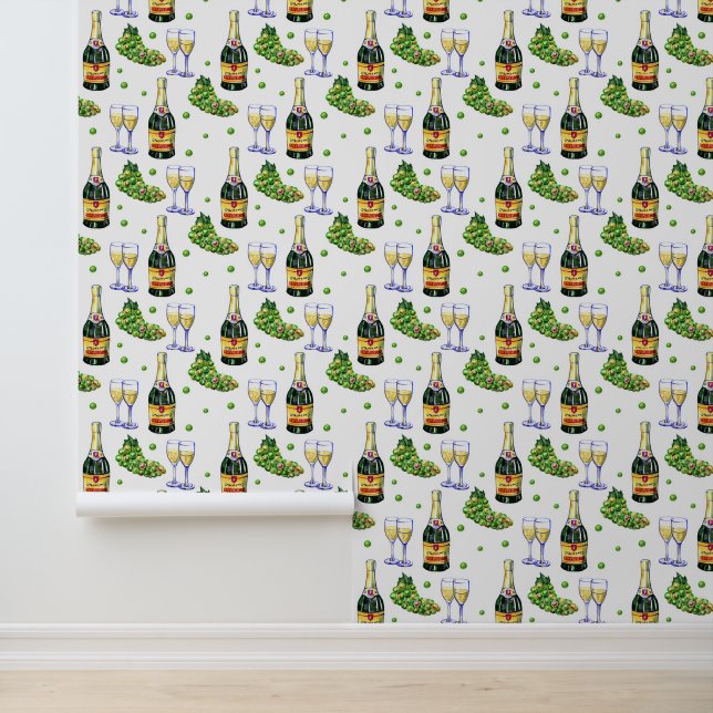 Koele betegelde wijn patroon wijnkelder behang (Applicatie)