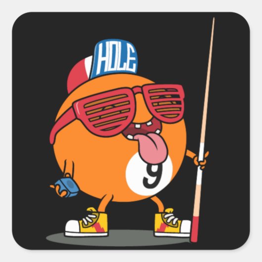 Koele biljart negen bal vierkante sticker (Voorkant)