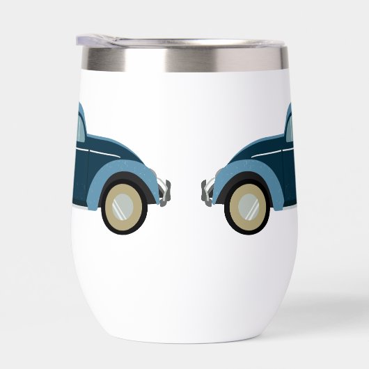 Koele blauwe retro auto met scuffs (Rechts)