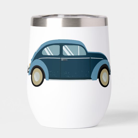 Koele blauwe retro auto met scuffs (Achterkant)