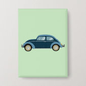 Koele blauwe retro auto met scuffs button (Voorkant)