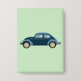 Koele blauwe retro auto met scuffs button