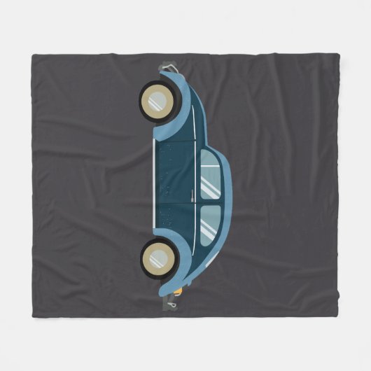 Koele blauwe retro auto met scuffs fleece deken (Voorkant (Horizontaal))