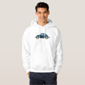 Koele blauwe retro auto met scuffs hoodie (Voorkant volledig)