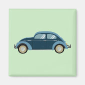 Koele blauwe retro auto met scuffs magneet (Voorkant)