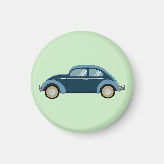 Koele blauwe retro auto met scuffs magneet (Voorkant)