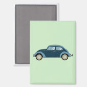 Koele blauwe retro auto met scuffs magneet (Voorkant / Achterkant)