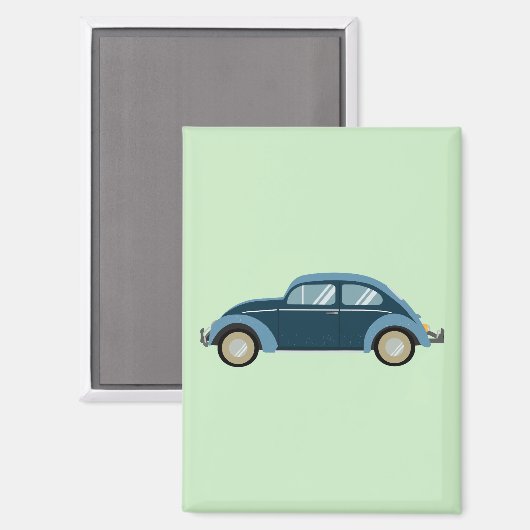 Koele blauwe retro auto met scuffs magneet (Voorkant / Achterkant)