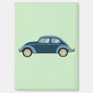 Koele blauwe retro auto met scuffs magneet