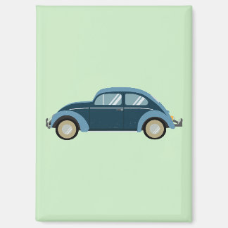 Koele blauwe retro auto met scuffs magneet