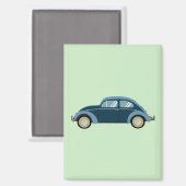 Koele blauwe retro auto met scuffs magneet (Voorkant / Achterkant)