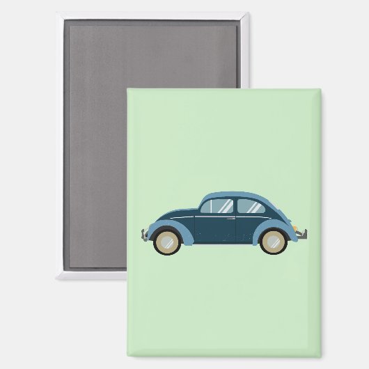 Koele blauwe retro auto met scuffs magneet (Voorkant / Achterkant)