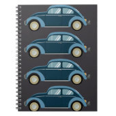 Koele blauwe retro auto met scuffs notitieboek (Voorkant)